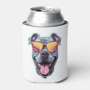 Happy Blue Pitbull Wearing Sunglasses Can Cooler
