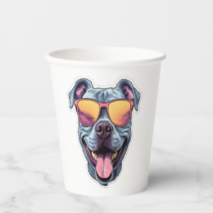 Happy Blue Pitbull Wearing Sunglasses Paper Cups
