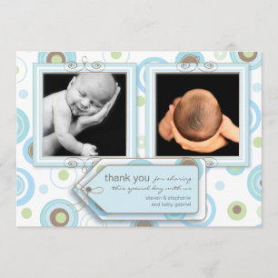 Happy Blue Polka Dot Thank You Photo Card