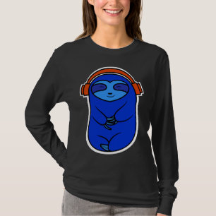 Happy Blue Sloth Listening To Music T-Shirt