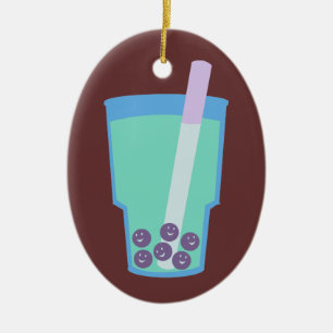 Happy Boba Tea Bubbles Ceramic Tree Decoration