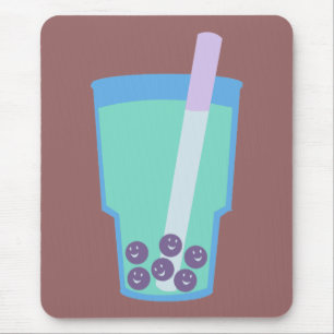 Happy Boba Tea Bubbles Mouse Pad
