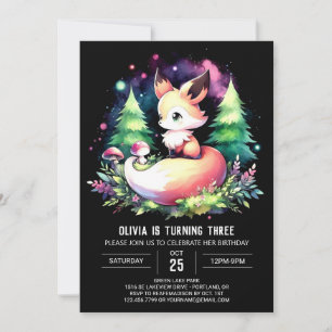 Happy Boho Fox Birthday digital  Invitation