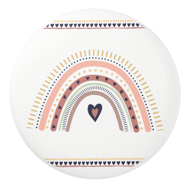 Happy Boho Rainbow Modern Minimal Trendy Chic Ceramic Knob (Front)