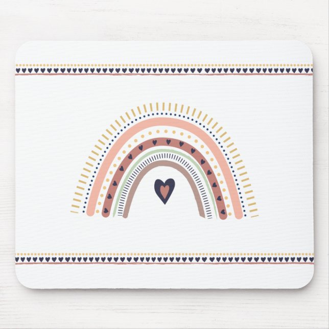 Happy Boho Rainbow Modern Minimal Trendy Chic Mouse Pad (Front)