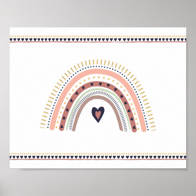 Happy Boho Rainbow Modern Minimal Wall Art Print (Front)