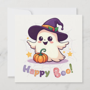  Happy Boo Cute Ghost Flat Card