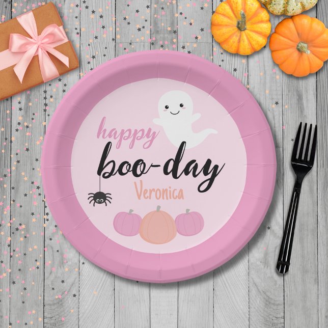 Happy Boo-Day Birthday Paper Plate (Happy Boo-Day Halloween Plate)