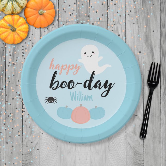 Happy Boo-Day Halloween Birthday Paper Plate (Happy Boo-Day Plate)