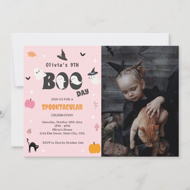 Happy Boo Day | Spooky BOO Day Celebration Photo Invitation (Front)