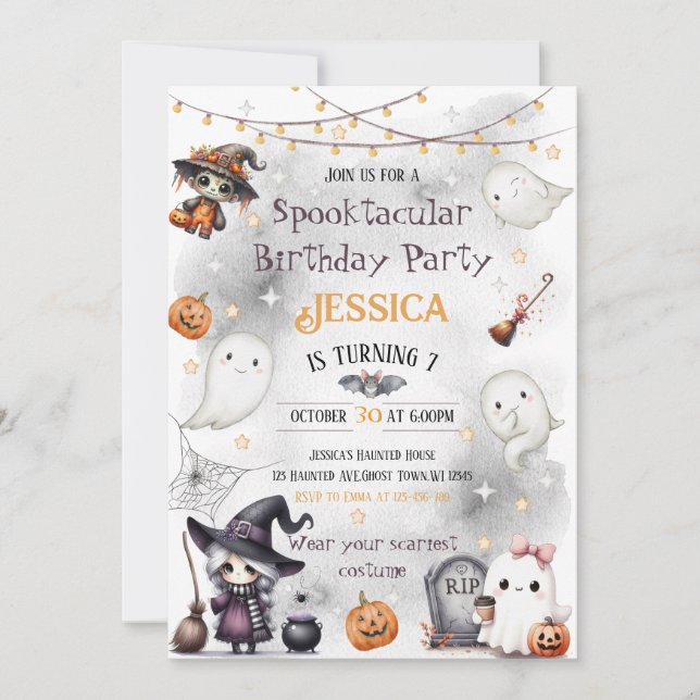 Happy Boo Halloween Invitation – Cute Ghost (Front)
