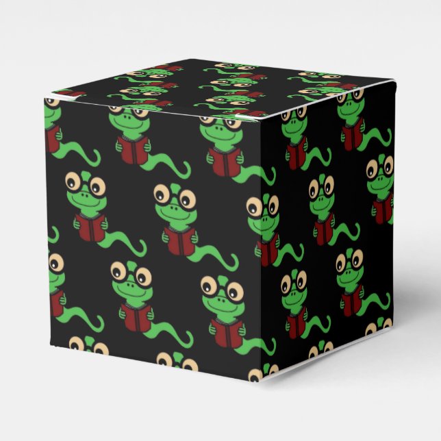 Happy Bookworm Black Favour Box (Front Side)