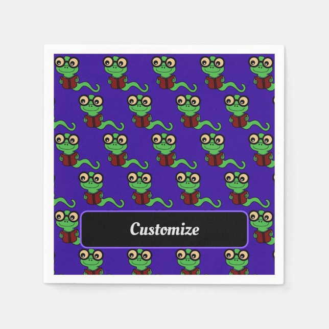 Happy Bookworm Purple Napkin (Front)