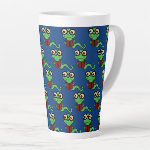 Happy Bookworm Teal Latte Mug