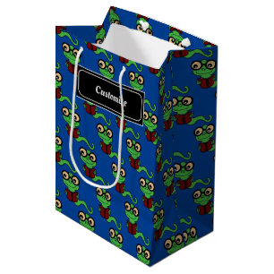 Happy Bookworm Teal Medium Gift Bag