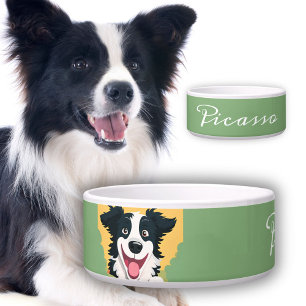 Happy Border Collie Cartoon Drawing Dog`s Name