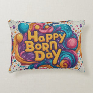Happy Born Day Cake Decorative Cushion