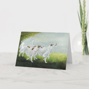 "Happy Borzois" Dog Art Reproduction Greeting Card