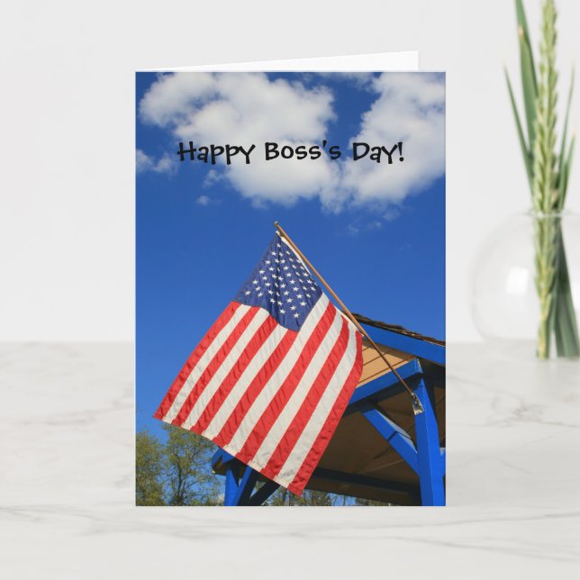 Happy Boss's Day American Flag greeting card (Front)