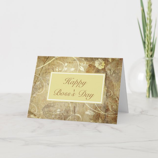 Happy Boss's Day for female boss with flowers Card (Front)