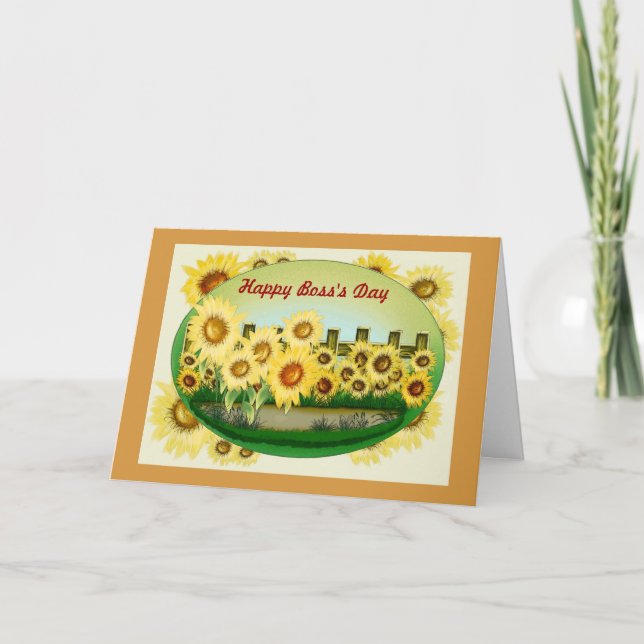 Happy Boss's Day for female boss with sunflowers Card (Front)