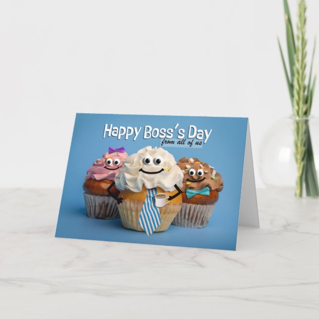 Happy Boss's Day From All of Us Cupcakes Holiday Card (Front)