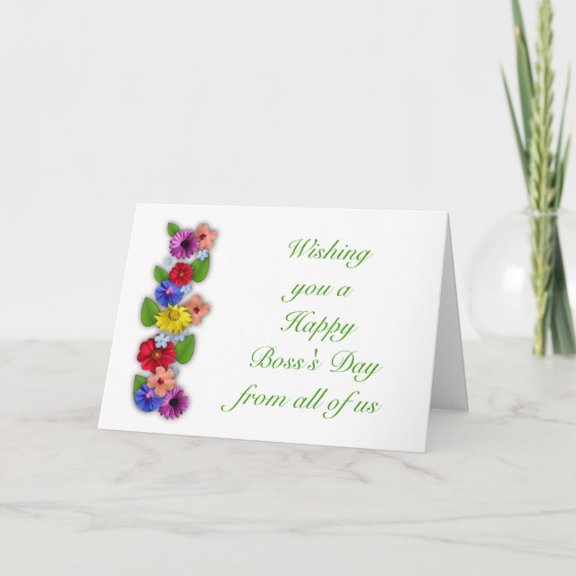 Happy Boss's Day from all of us with flowers Card (Front)