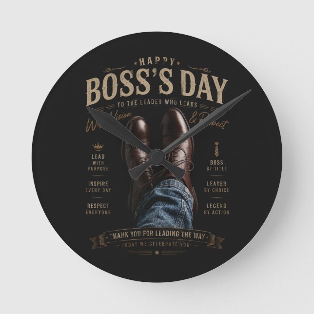 Happy Boss's Day Round Clock (Front)