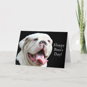 Happy Boss's Day White Bulldog greeting card