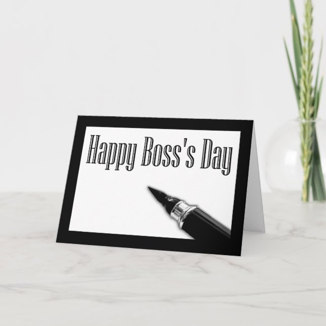 Happy Boss's Day with pen nib calligraphy pen Card (Front)