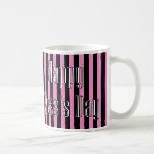 Happy Boss's Day with pink and black stripes Coffee Mug