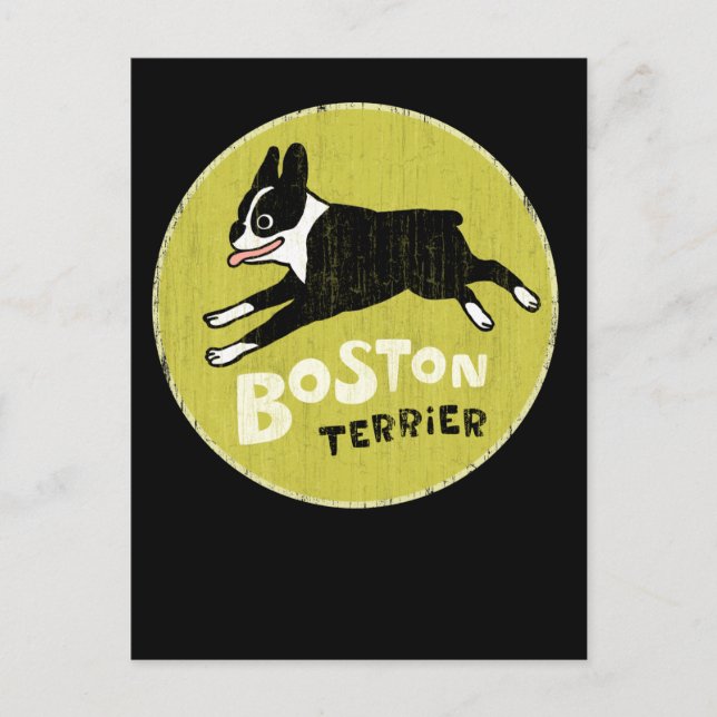 Happy Boston Terrier Dog Running Postcard (Front)