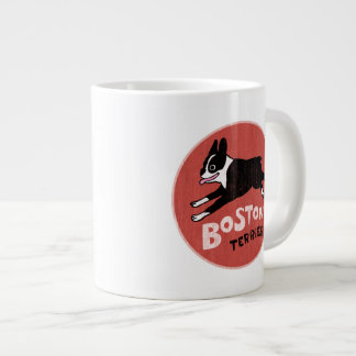 Happy Boston Terrier Running | Cute Cartoon Dog Large Coffee Mug