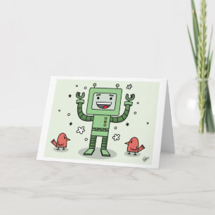 Happy Bot and Friends - Greeting Card