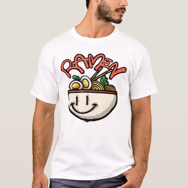 Happy Bowl of Ramen Noodles Streetwear T-Shirt (Front)