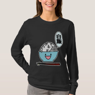 Happy bowl of white rice chopsticks carbs Chinese T-Shirt