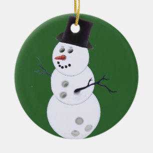 Happy Bowlidays Snowman Ceramic Tree Decoration