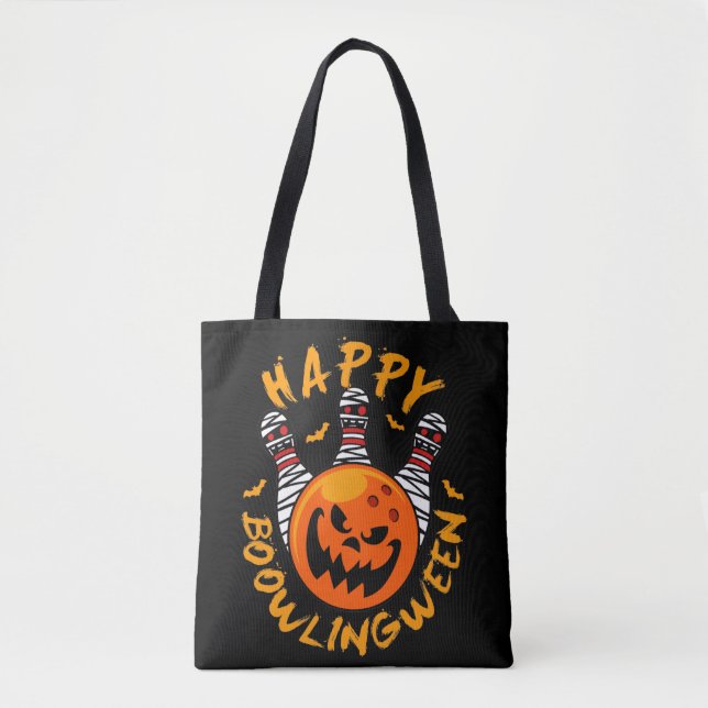 Happy Bowlingween Halloween Bowling Tote Bag (Front)