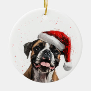 Happy Boxer Dog Christmas Personalized Ceramic Tree Decoration