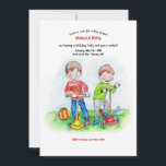 Happy Boys at Play Invitation<br><div class="desc">A colourful invitation showing two happy little boys at play. Perfect siblings party invitation or twin boys birthday invitation. (Image by Freepik). The card is easy to customise with your wording, font and font colour. Not exactly what you're looking for? All our products can be custom designed to meet your...</div>