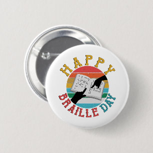 Happy Braille Day 6 Cm Round Badge
