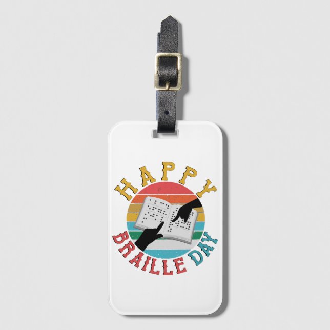 Happy Braille Day Luggage Tag (Front Vertical)