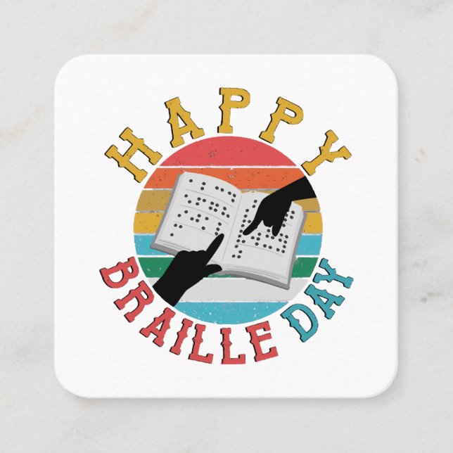 Happy Braille Day Square Business Card (Front)