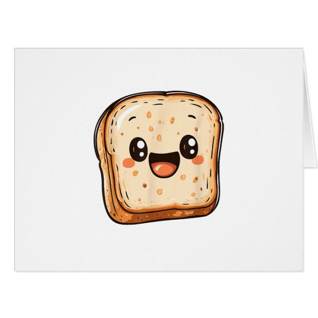 Happy Bread Slice Cartoon Smiling Toast (Front Horizontal)