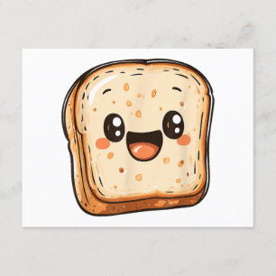 Happy Bread Slice Cartoon Smiling Toast Enclosure Card