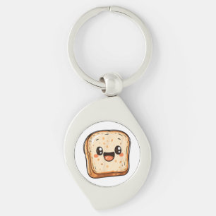 Happy Bread Slice Cartoon Smiling Toast Key Ring