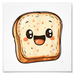 Happy Bread Slice Cartoon Smiling Toast Photo Print