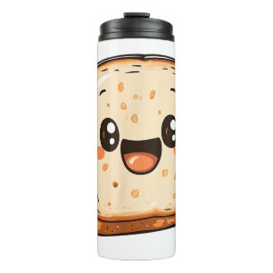 Happy Bread Slice Cartoon Smiling Toast Thermal Tumbler