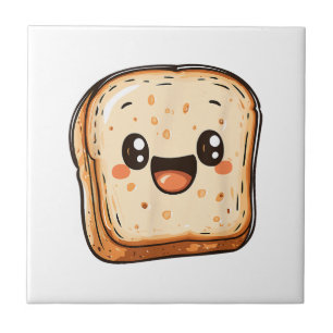 Happy Bread Slice Cartoon Smiling Toast Tile