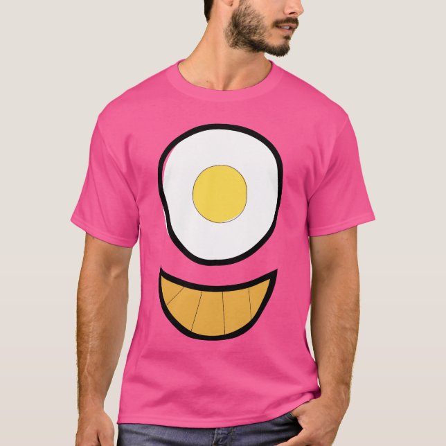 Happy Breakfast of a Fried Egg and a Croissant 80s T-Shirt (Front)